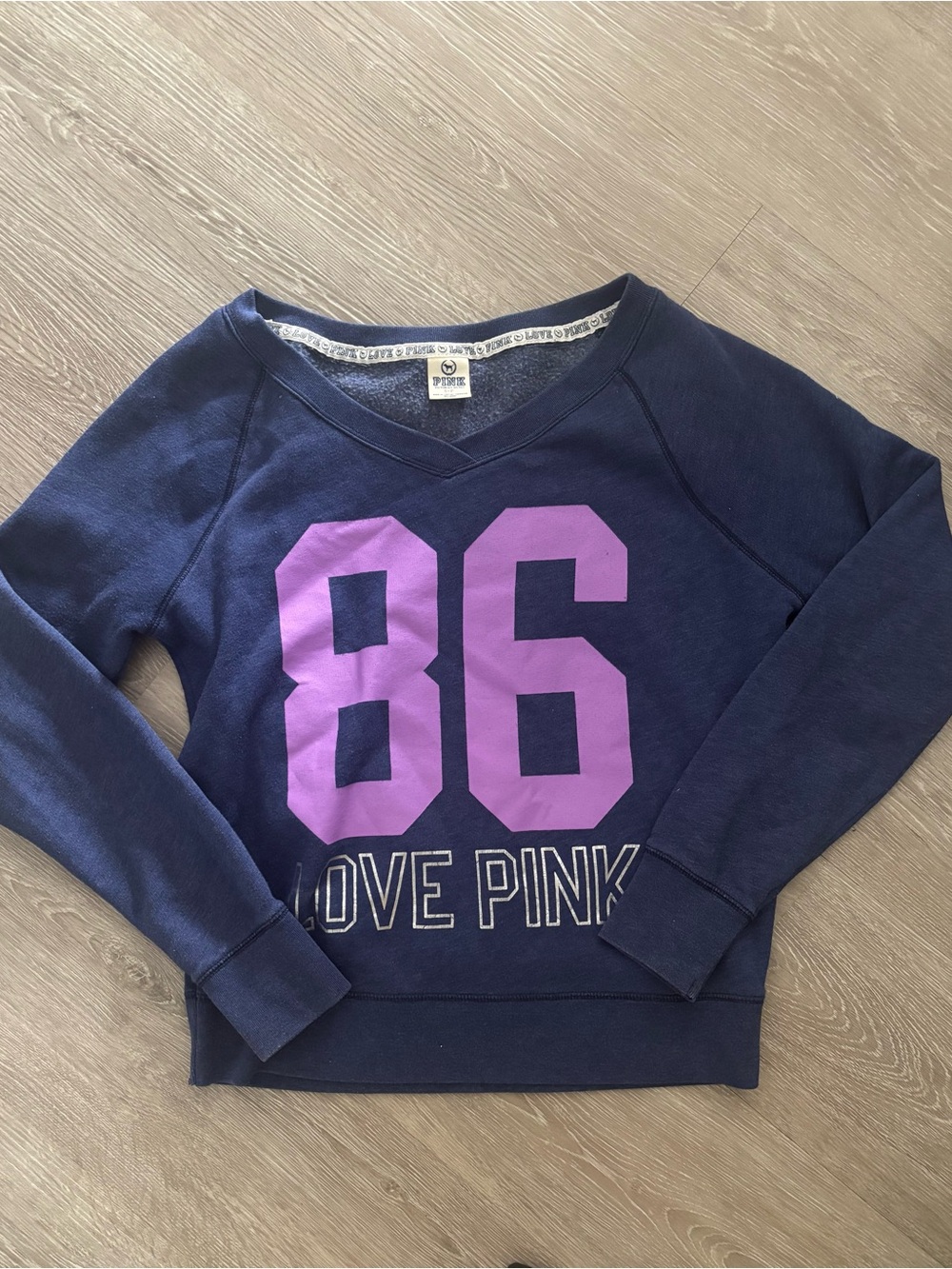 Victoria's Secret PINK Navy and Purple Women's crewneck